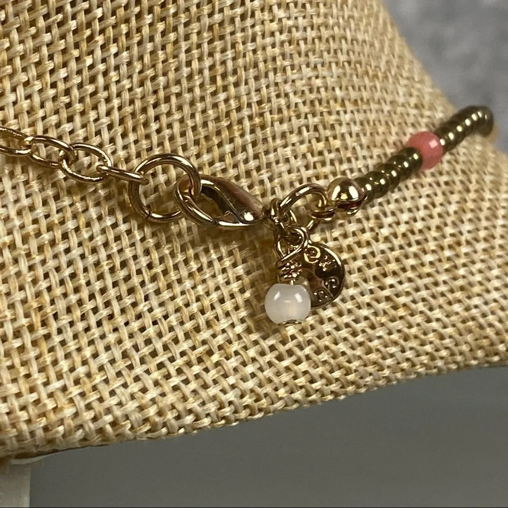 J. Crew Crewcuts pink tassel and bronze tone beaded necklace